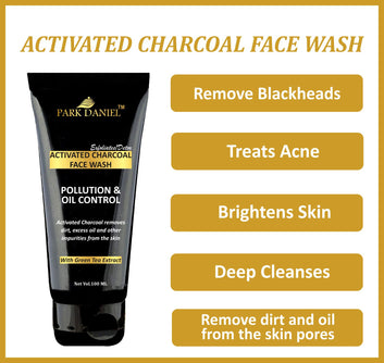 Park Daniel Activated Charcoal Face Wash -Pollution & Oil Control- To Remove Dirt, Excess Oil (100 ML), Black