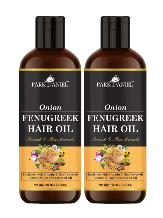 Park Daniel Premium Onion Fenugreek Hair Oil Enriched With Vitamin E - For Hair Growth & Shine Combo Pack 2 Bottle of 100 ml(200 ml)