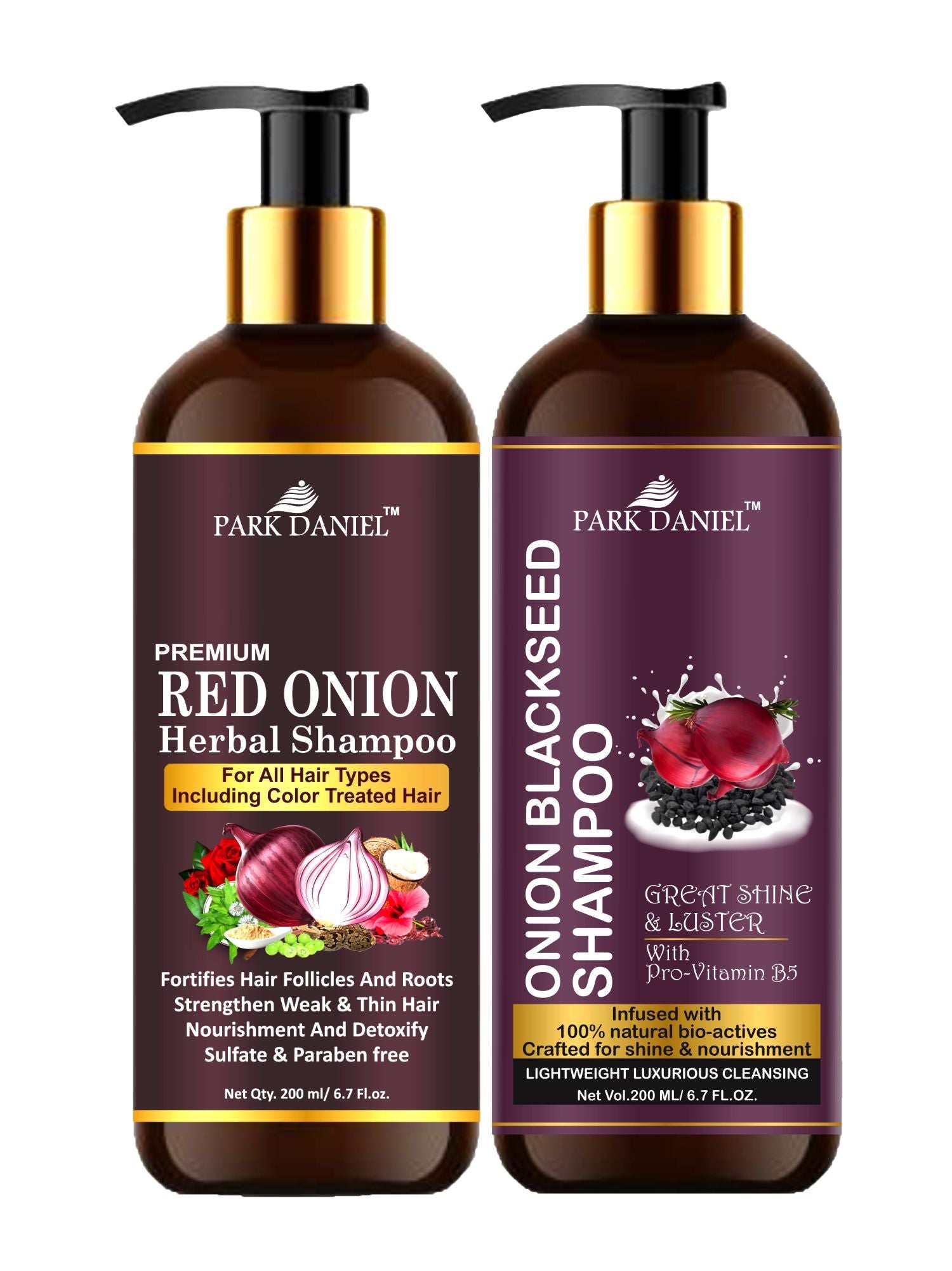 Park Daniel Red Onion Shampoo & Onion Blackseed Shampoo Combo Pack Of 2 bottle of 200 ml(400 ml)