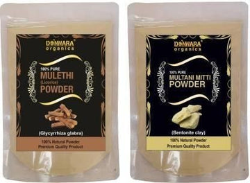 Donnara Organics Mulethi Powder & Multani Mitti Face Mask Powder (Pack Of 2)